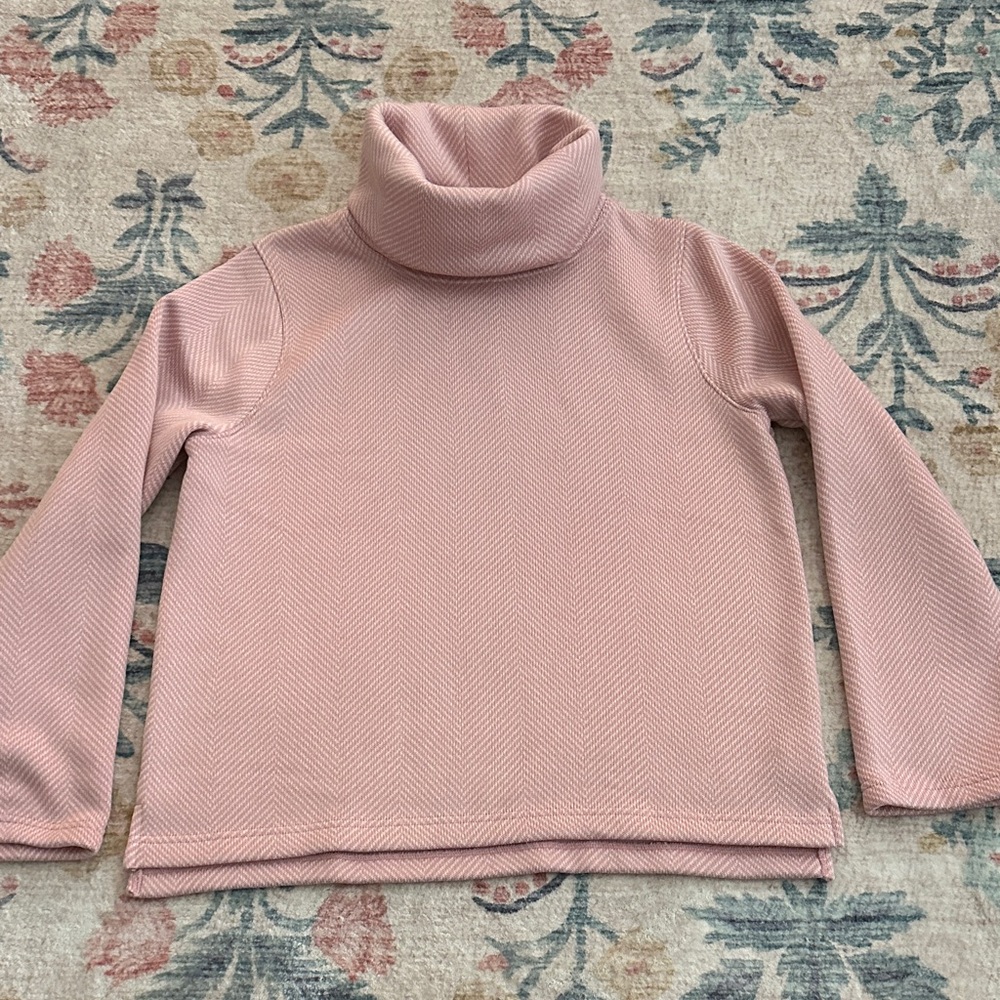 J. Crew Pink herringbone funnel neck sweater